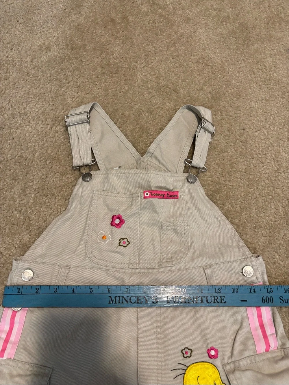 Vintage Looney Tunes Tweety Bird Short Alls Size 10 Y2K